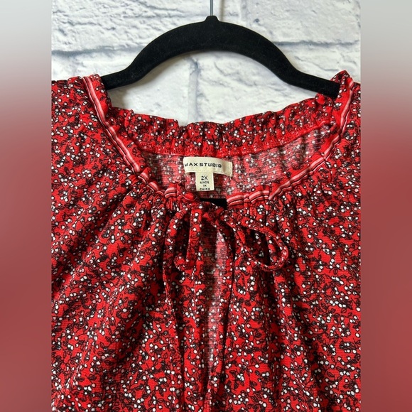 Max Studio Red Sleeveless Tiered Tunic/Dress. Size 2X. Great for Layering! - Picture 3 of 8